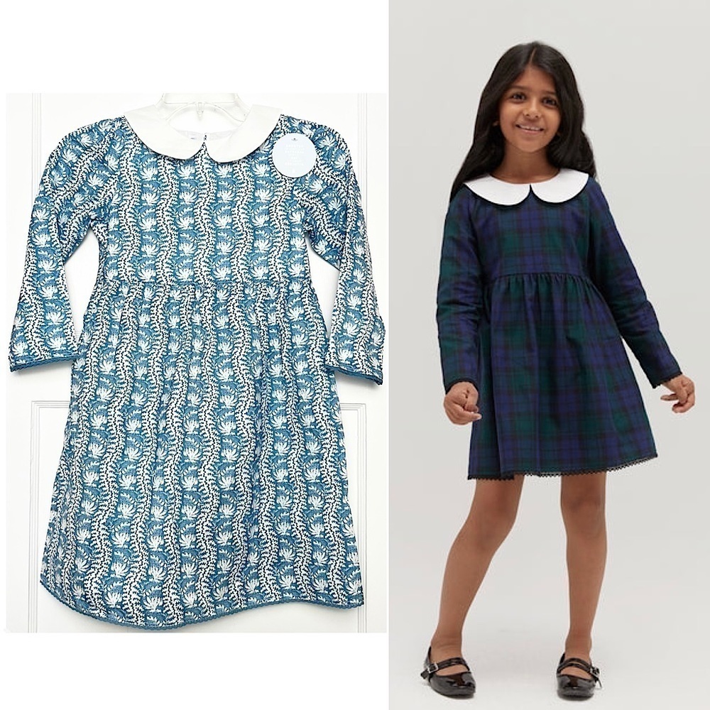 NWT HILL HOUSE Vine Floral Print Cotton Long Sleeve Peter Pan Collar Dress 9/10‎